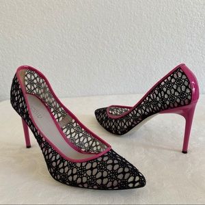 Jason Wu pink black lace pumps